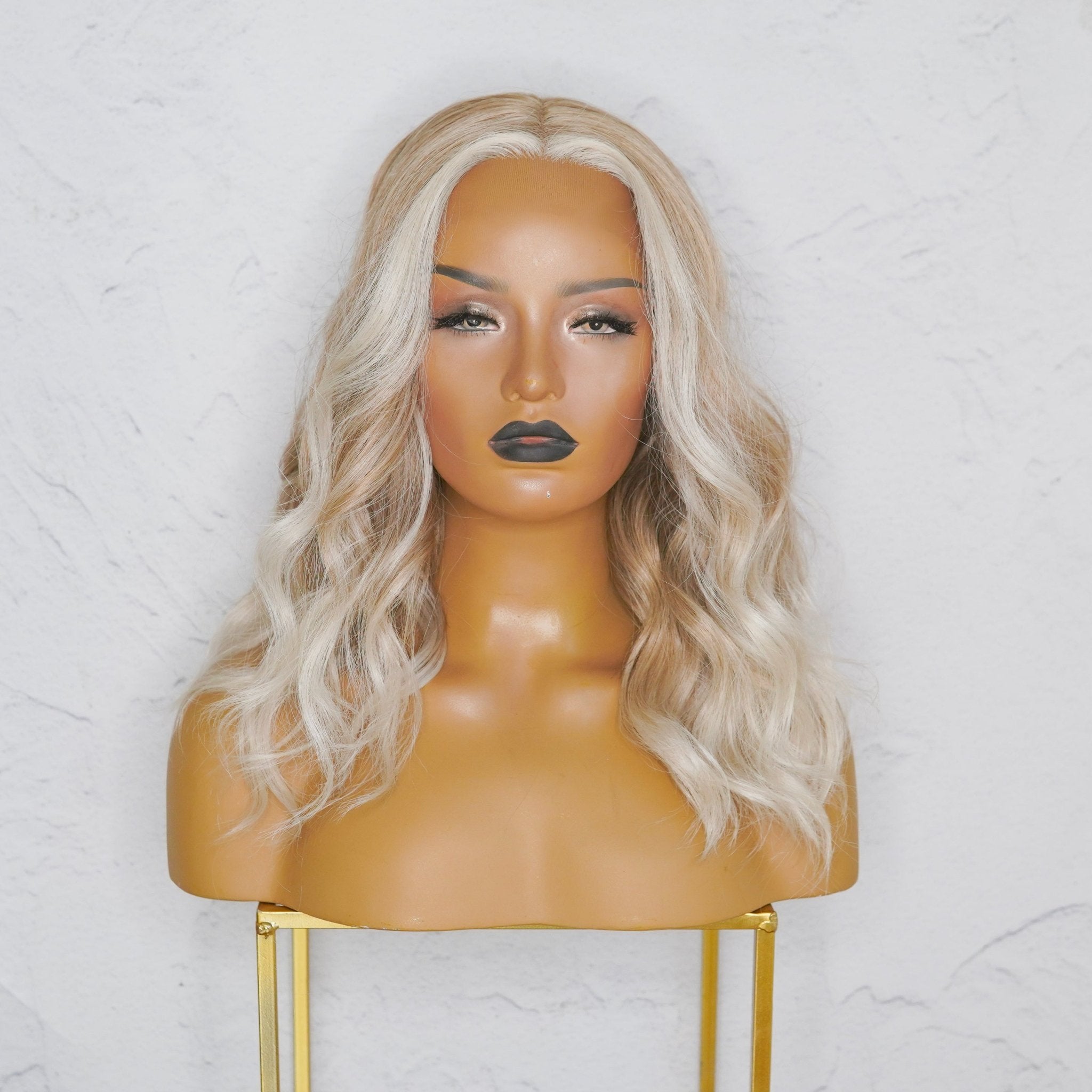 LUCY - Frosted Blonde - Lace Front Wig | Blonde, 16 Inch, T-Part Lace Front, Synthetic Hair | Milk &amp; Honey Wigs