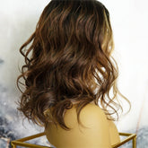 LUCY - Mocha - Lace Front Wig | Brown, 16 Inch, T-Part Lace Front, Synthetic Hair | Milk & Honey Wigs