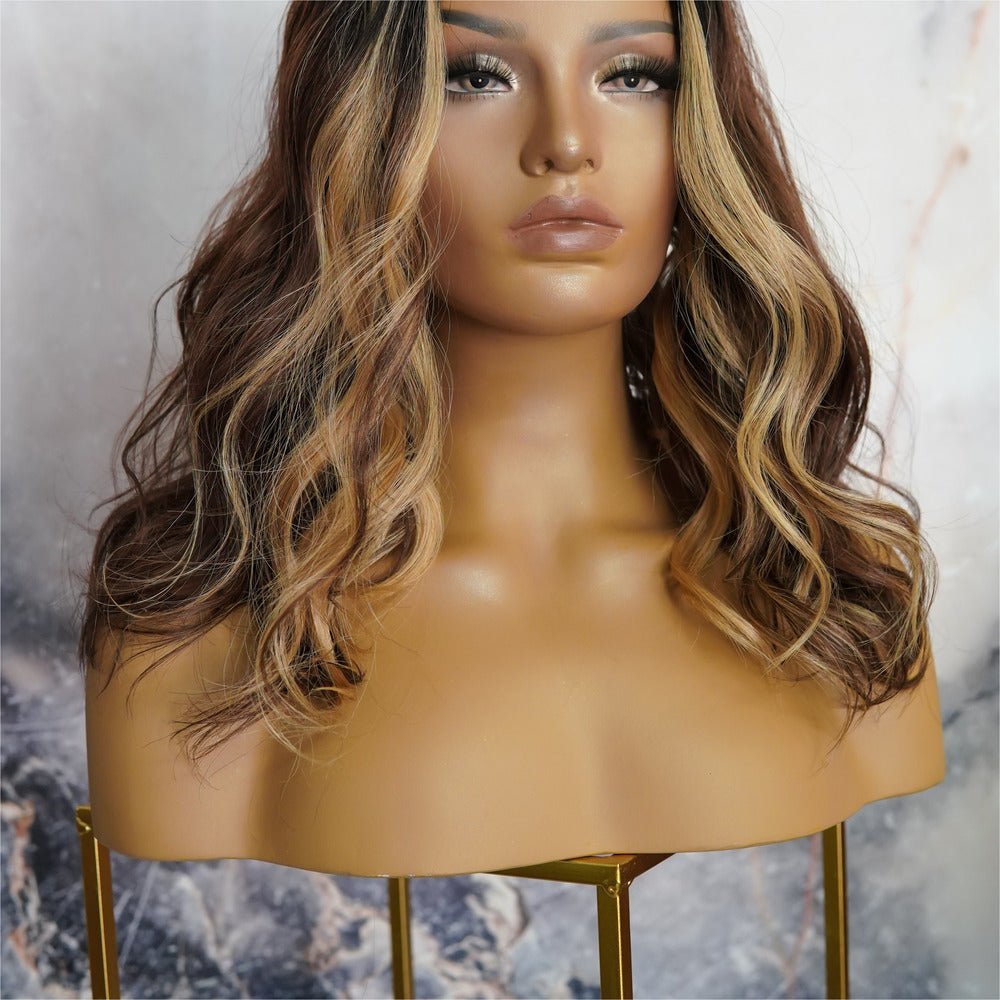 LUCY - Mocha - Lace Front Wig | Brown, 16 Inch, T-Part Lace Front, Synthetic Hair | Milk &amp; Honey Wigs