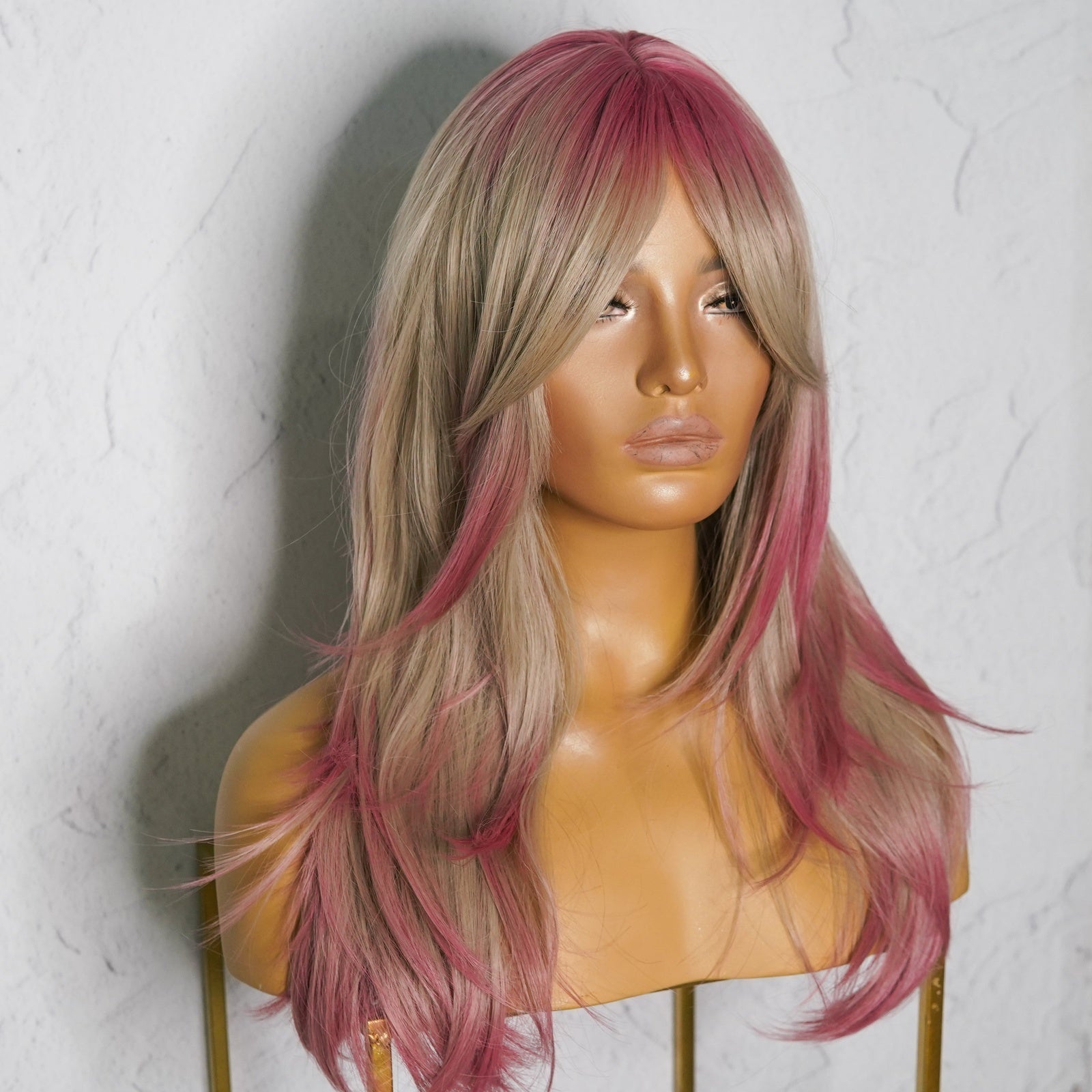 MATILDA Ombre Pink Fringe Wig - Milk &amp; Honey Wigs