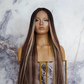 MEGAN - Mocha - Lace Front Wig | Brown, 28 Inch+, T-Part Lace Front, Synthetic Hair | Milk & Honey Wigs