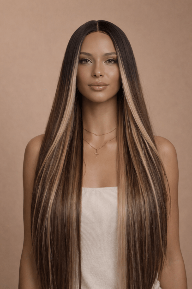 MEGAN - Mocha - Lace Front Wig | Brown, 28 Inch+, T-Part Lace Front, Synthetic Hair | Milk &amp; Honey Wigs
