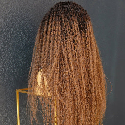 MEGAN ombre brown synthetic curly lace front wig | Milk &amp; Honey Wigs