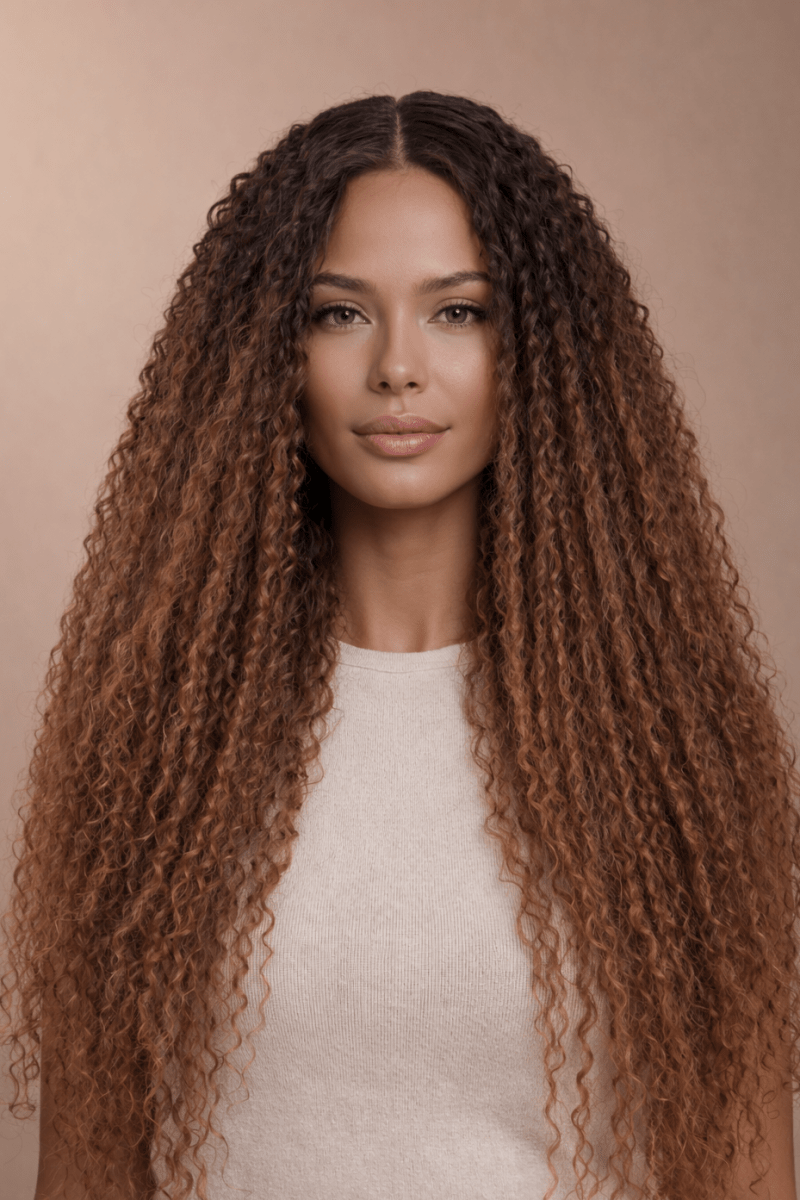 MEGAN - Ombre Brown - Lace Front Wig | Brown, 28 Inch+, T-Part Lace Front, Synthetic Hair | Milk &amp; Honey Wigs
