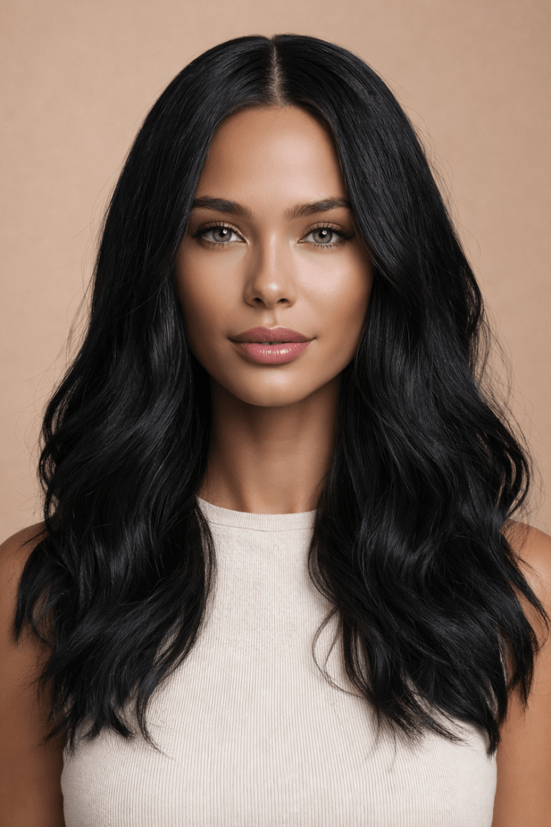 MELISSA - Natural Black - Lace Front Wig | Black, 14 Inch, T-Part Lace Front, Synthetic Hair | Milk &amp; Honey Wigs
