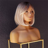 MIAH - Ombre Blonde - Fringe Wig | Blonde, 12 Inch & Shorter, Fringe, Synthetic Hair | Milk & Honey Wigs