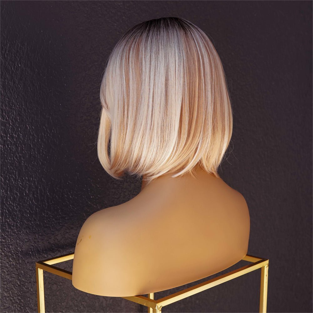 MIAH - Ombre Blonde - Fringe Wig | Blonde, 12 Inch &amp; Shorter, Fringe, Synthetic Hair | Milk &amp; Honey Wigs