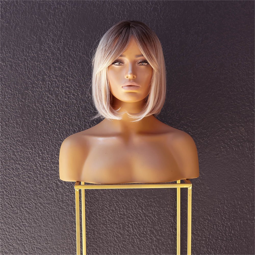 MIAH - Ombre Blonde - Fringe Wig | Blonde, 12 Inch &amp; Shorter, Fringe, Synthetic Hair | Milk &amp; Honey Wigs