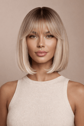 MIAH - Ombre Blonde - Fringe Wig | Blonde, 12 Inch & Shorter, Fringe, Synthetic Hair | Milk & Honey Wigs