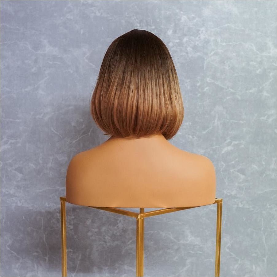 MIAH - Ombre - Fringe Wig | Brown, 12 Inch &amp; Shorter, Fringe, Synthetic Hair | Milk &amp; Honey Wigs