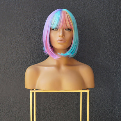 MIAH rainbow synthetic straight fringe bob wig | Milk &amp; Honey Wigs