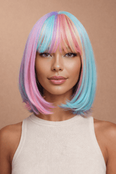 MIAH - Rainbow - Fringe Bob Wig | Rainbow, 12 Inch & Shorter, Fringe, Synthetic Hair | Milk & Honey Wigs