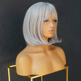 MIAH - Silver - Fringe Bob Wig | Grey, 12 Inch & Shorter, Fringe, Synthetic Hair | Milk & Honey Wigs