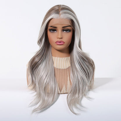 Salt and pepper grey synthetic lace front wig | Milk &amp; Honey Wigs