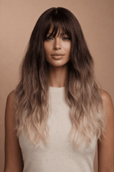 MILLY - Brown Ombre - Fringe Wig | Brown, 18 Inch, Fringe, Synthetic Hair | Milk & Honey Wigs