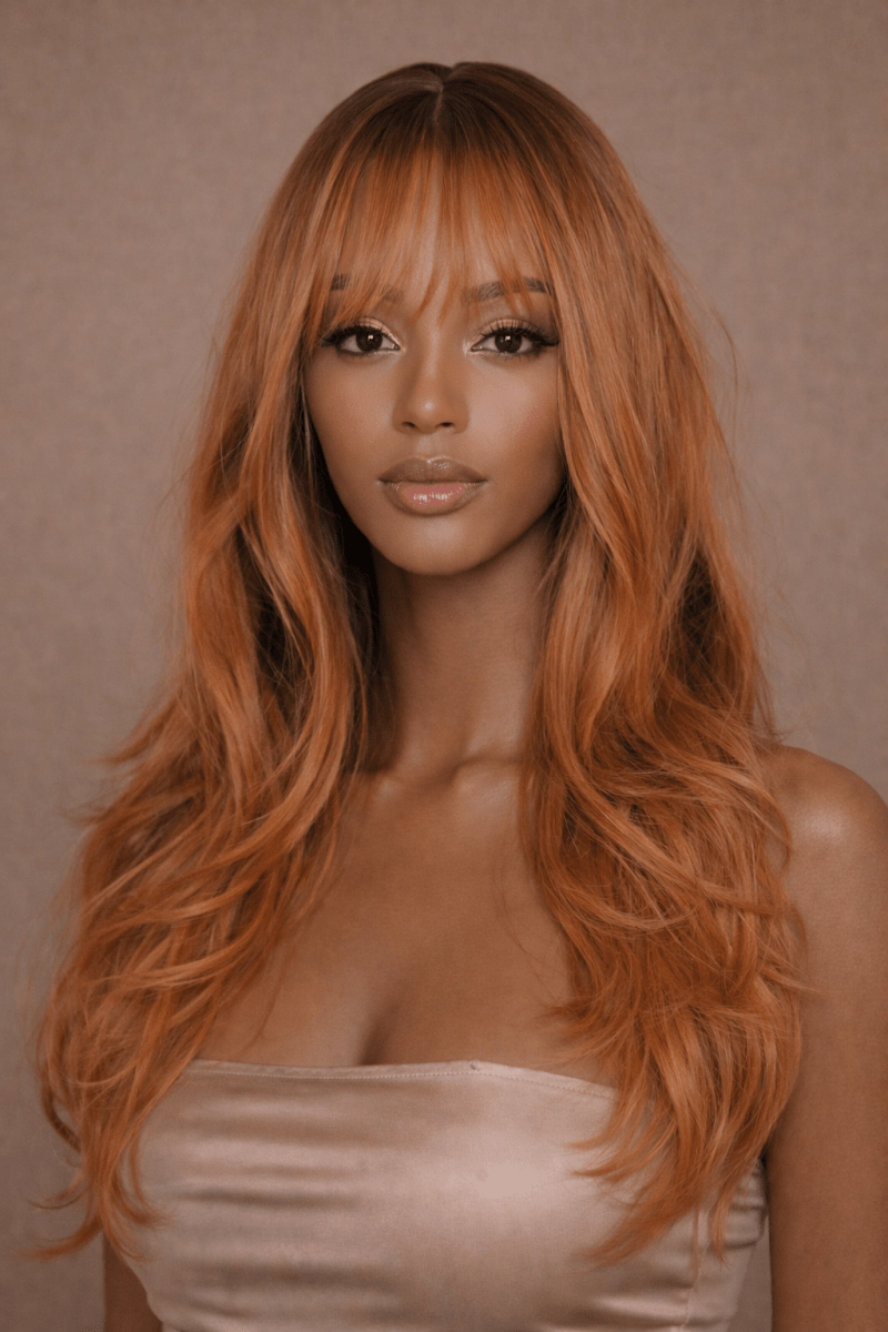 MILO - Ombre Copper - Fringe Wig | Ginger, 26 Inch, Fringe, Synthetic Hair | Milk &amp; Honey Wigs