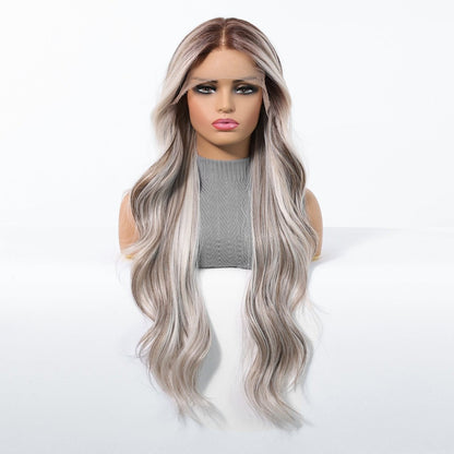 Mixed platinum synthetic wavy lace front wig | Milk &amp; Honey Wigs
