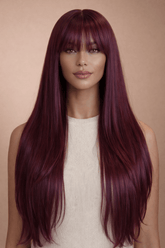 MONTANA - Burgundy - Fringe Wig | Red, 28 Inch+, Fringe, Synthetic Hair | Milk & Honey Wigs