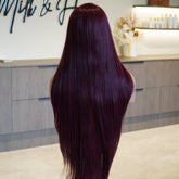 MONTANA - Burgundy - Fringe Wig | Red, 28 Inch+, Fringe, Synthetic Hair | Milk & Honey Wigs