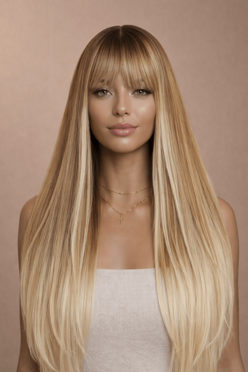 MONTANA - Caramel - Fringe Wig | Blonde, 26 Inch, Fringe, Synthetic Hair | Milk &amp; Honey Wigs