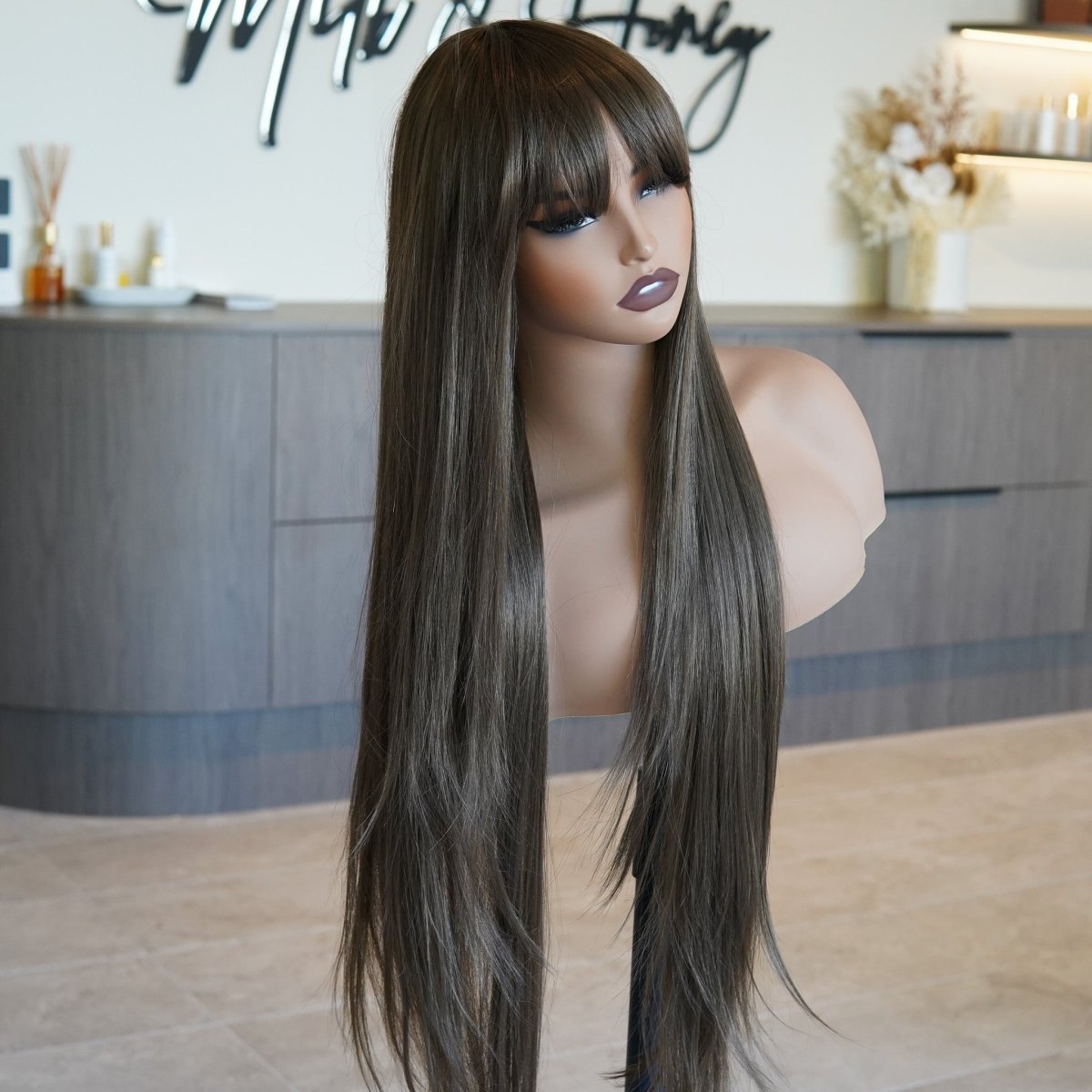 MONTANA - Medium Brown - Fringe Wig | Brown, 28 Inch+, Fringe, Synthetic Hair | Milk &amp; Honey Wigs