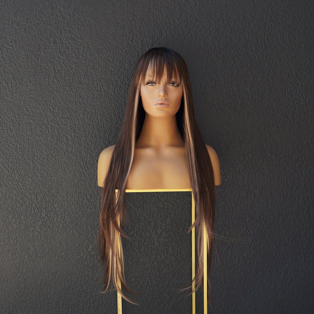 MONTANA - Mocha - Fringe Wig | Brown, 28 Inch+, Fringe, Synthetic Hair | Milk &amp; Honey Wigs