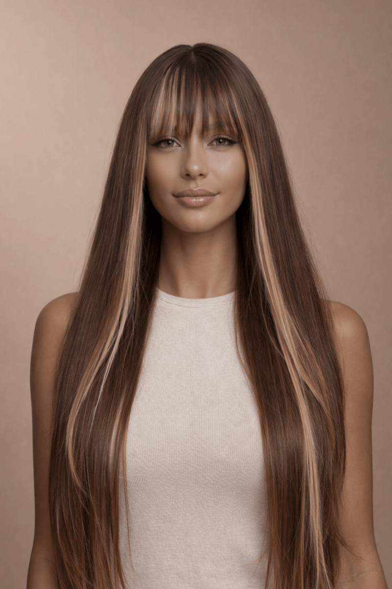 MONTANA - Mocha - Fringe Wig | Brown, 28 Inch+, Fringe, Synthetic Hair | Milk &amp; Honey Wigs