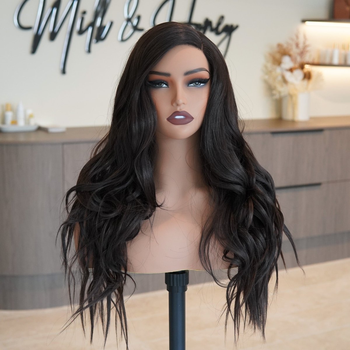 MONTE - Dark Brown - Lace Front Wig | Brown, 20 Inch, T-Part Lace Front, Synthetic Hair | Milk &amp; Honey Wigs