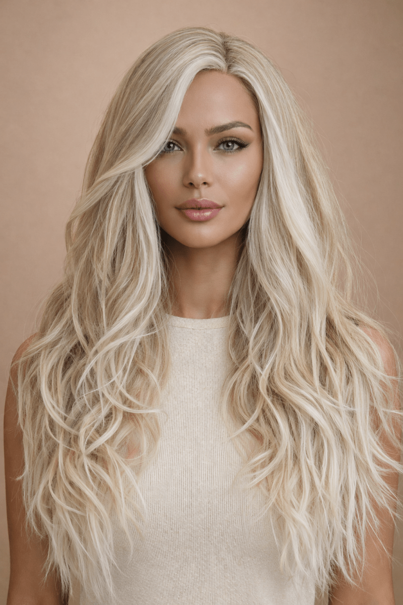 MONTE - Frosted Blonde - Lace Front Wig | Blonde, 20 Inch, T-Part Lace Front, Synthetic Hair | Milk &amp; Honey Wigs