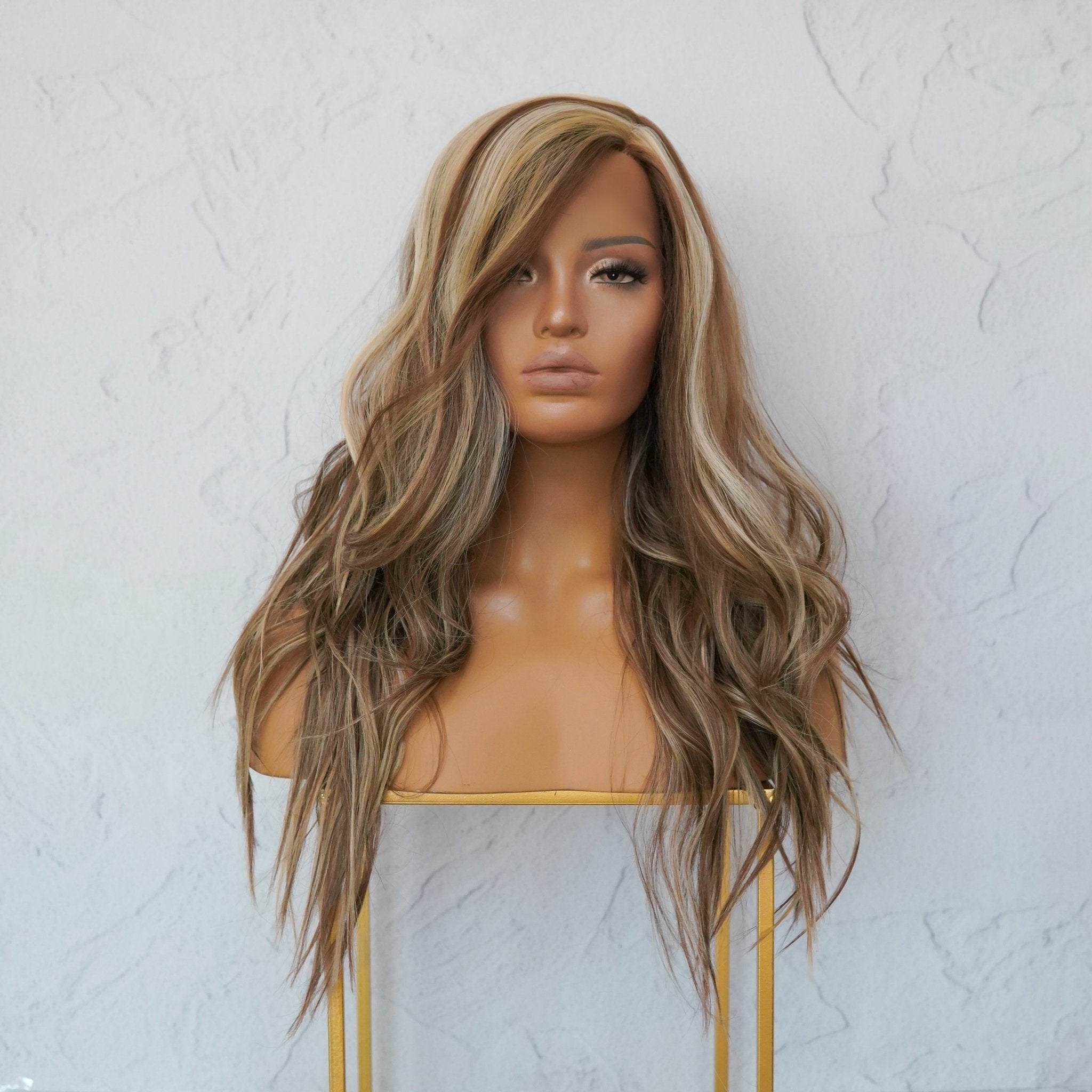 MONTE - Blonde - Lace Front Wig | Brown, 22 Inch, T-Part Lace Front, Synthetic Hair | Milk &amp; Honey Wigs