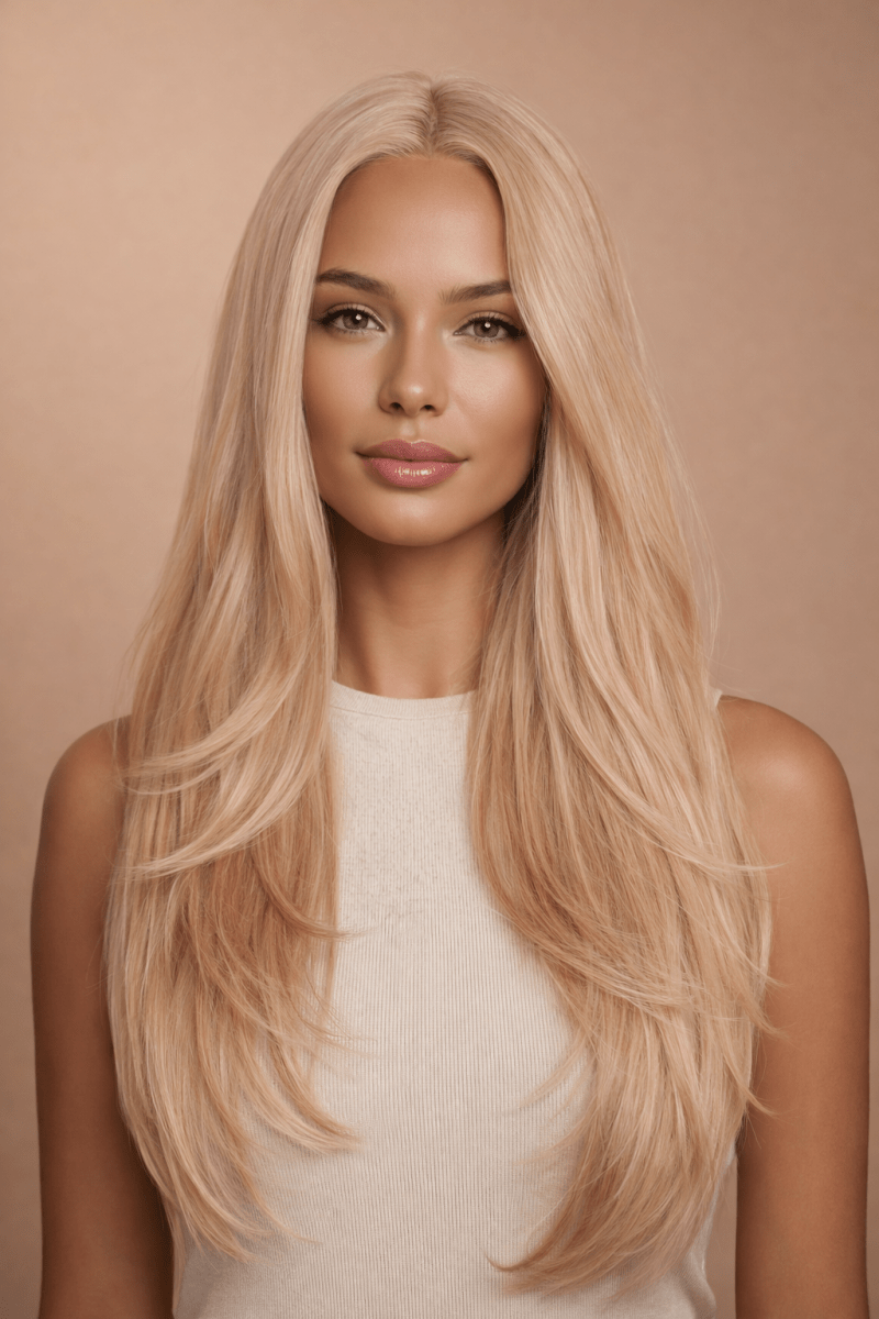 NATALIA - Beach Blonde - Lace Front Wig | Blonde, 24 Inch, T-Part Lace Front, Synthetic Hair | Milk &amp; Honey Wigs