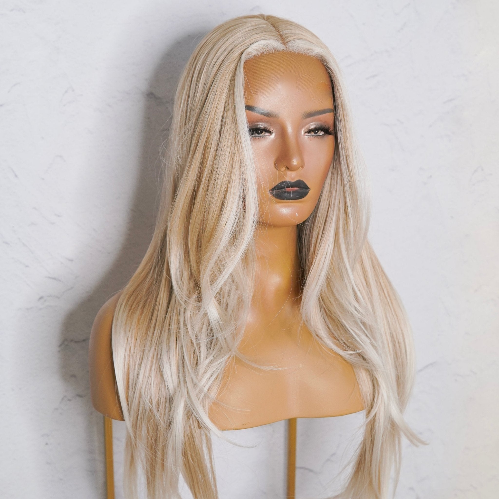 NATALIA - Frosted Blonde - Lace Front Wig | Blonde, 24 Inch, T-Part Lace Front, Synthetic Hair | Milk &amp; Honey Wigs
