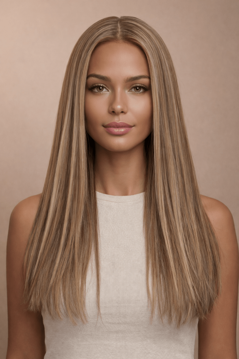 NATALIE - Brown - Lace Front Wig | Brown, 22 Inch, T-Part Lace Front, Synthetic Hair | Milk &amp; Honey Wigs