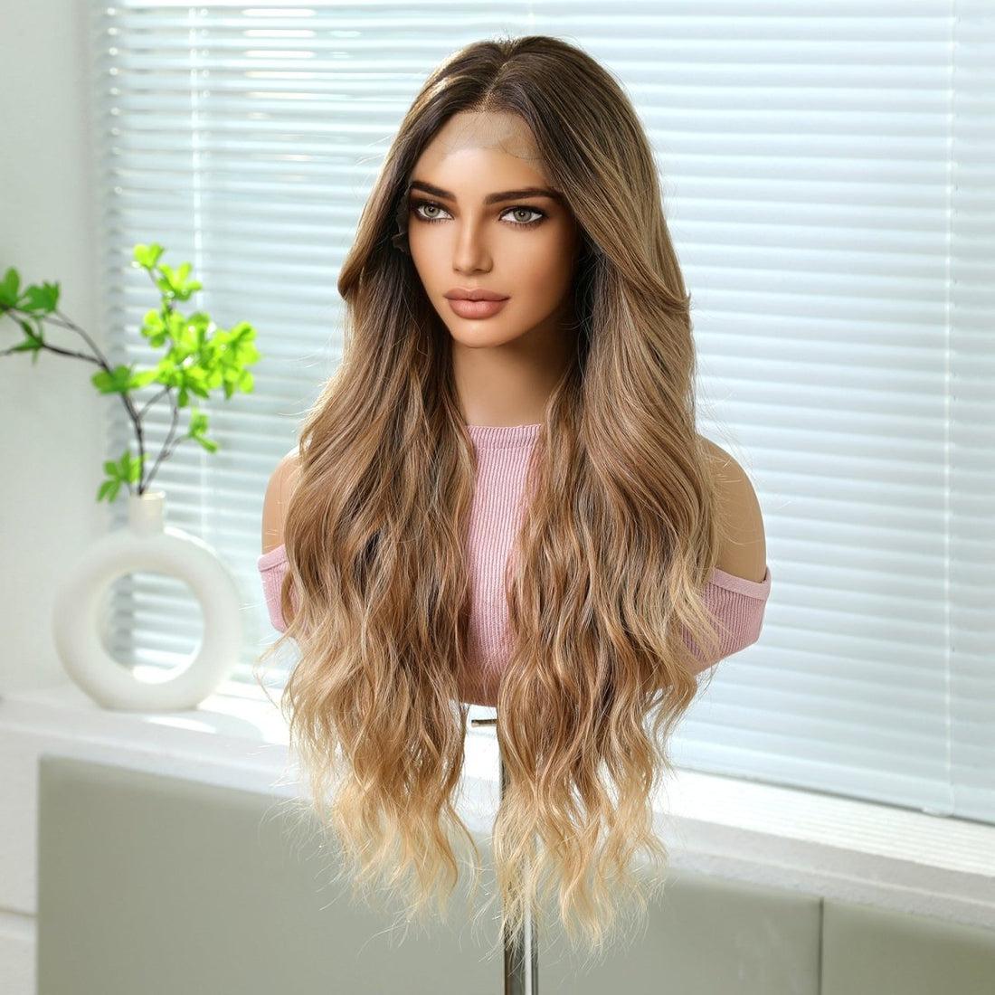 Natural Brunette Ombre Wavy 13x6 Lace Front Wig - MARKETPLACE | Brown, 13x6 Lace Front, Synthetic Hair | Milk &amp; Honey Wigs