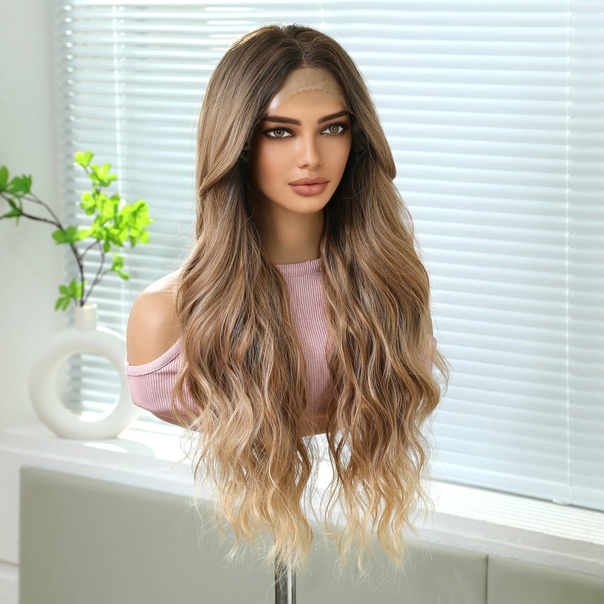 Natural Brunette Ombre Wavy 13x6 Lace Front Wig - MARKETPLACE | Brown, 13x6 Lace Front, Synthetic Hair | Milk &amp; Honey Wigs