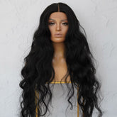 NERA - Black - Lace Front Wig | Black, 28 Inch+, T-Part Lace Front, Synthetic Hair | Milk & Honey Wigs