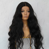 NERA - Black - Lace Front Wig | Black, 28 Inch+, T-Part Lace Front, Synthetic Hair | Milk & Honey Wigs