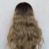 NERA - Ombre Ash Blonde - Lace Front Wig | Brown, 28 Inch+, T-Part Lace Front, Synthetic Hair | Milk & Honey Wigs
