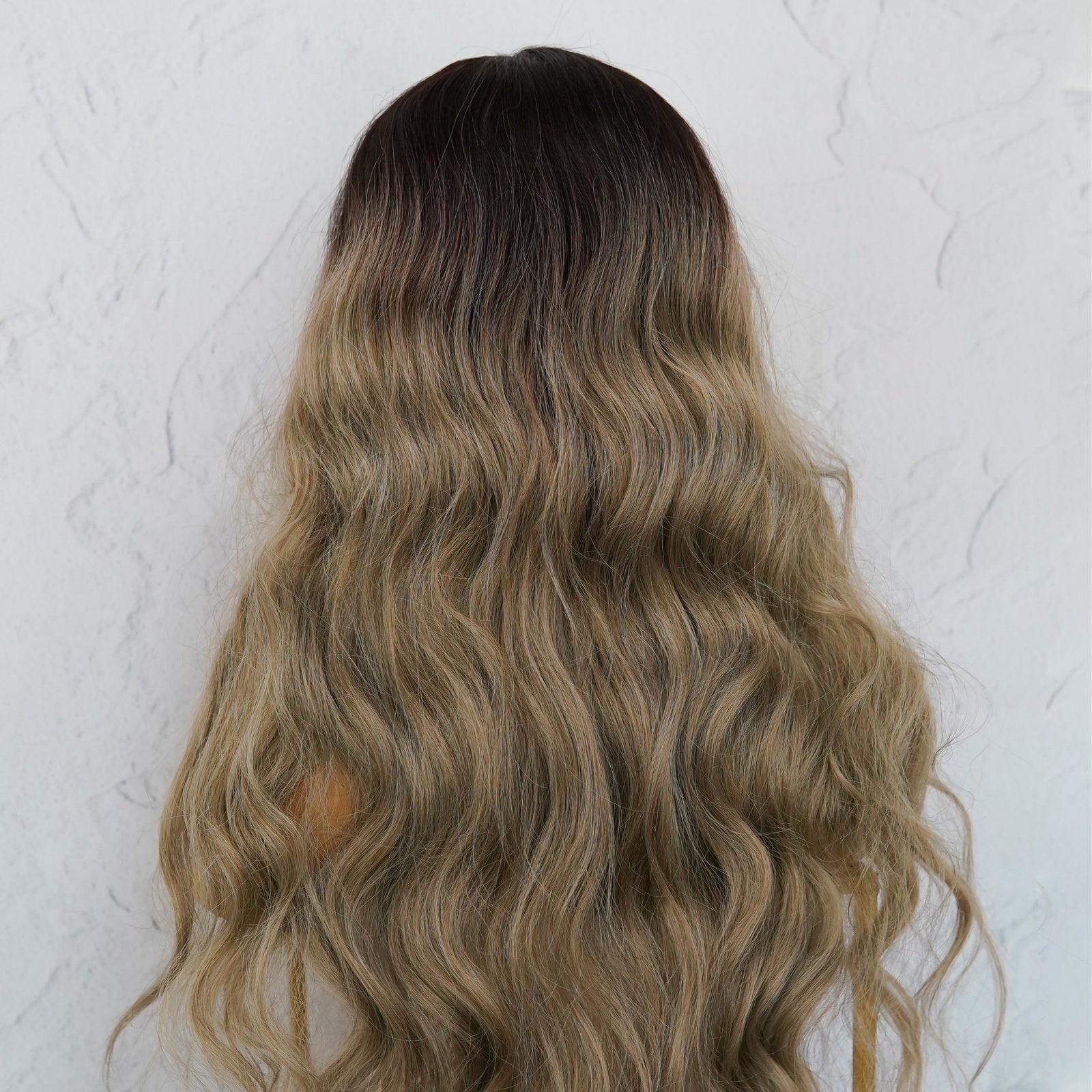 NERA - Ombre Ash Blonde - Lace Front Wig | Brown, 28 Inch+, T-Part Lace Front, Synthetic Hair | Milk &amp; Honey Wigs