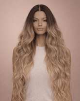NERA - Ombre Ash Blonde - Lace Front Wig | Brown, 28 Inch+, T-Part Lace Front, Synthetic Hair | Milk & Honey Wigs