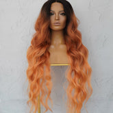 NERA - Ombre Flame - Lace Front Wig | Ginger, 28 Inch+, T-Part Lace Front, Synthetic Hair | Milk & Honey Wigs