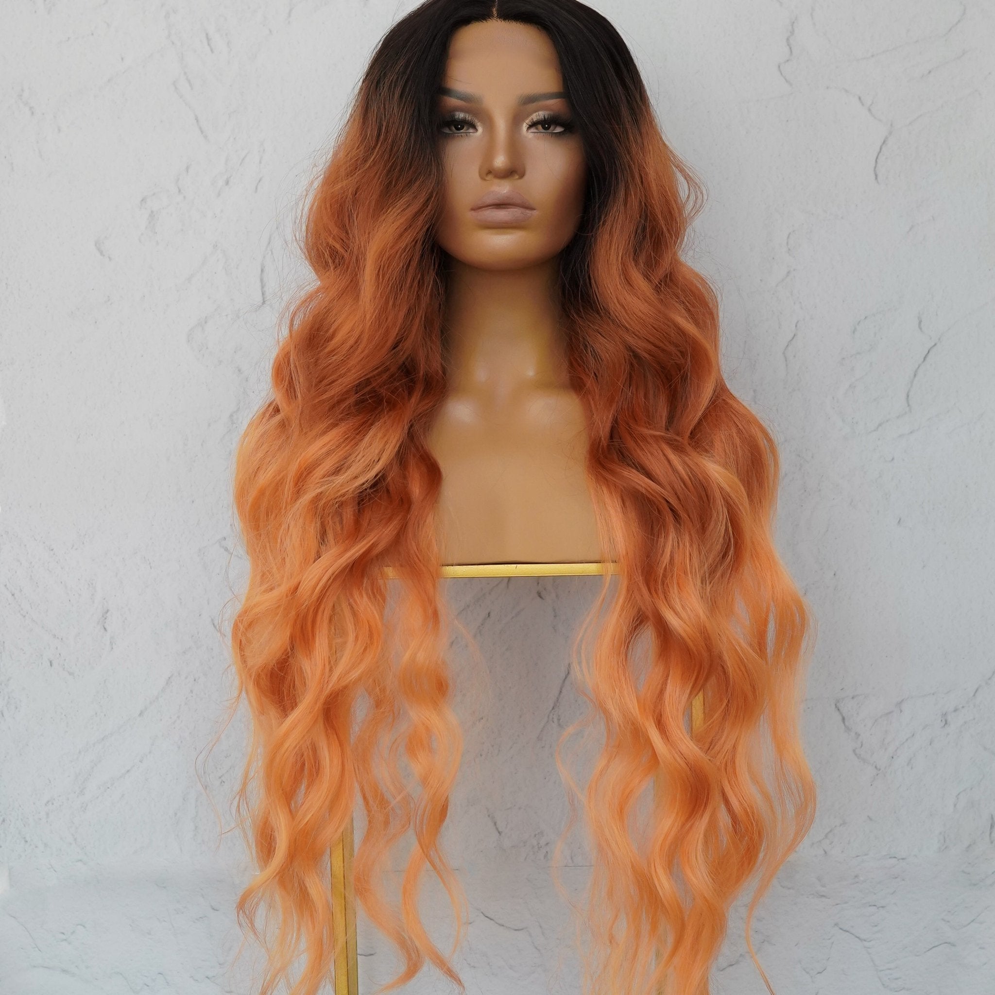 NERA - Ombre Flame - Lace Front Wig | Ginger, 28 Inch+, T-Part Lace Front, Synthetic Hair | Milk &amp; Honey Wigs