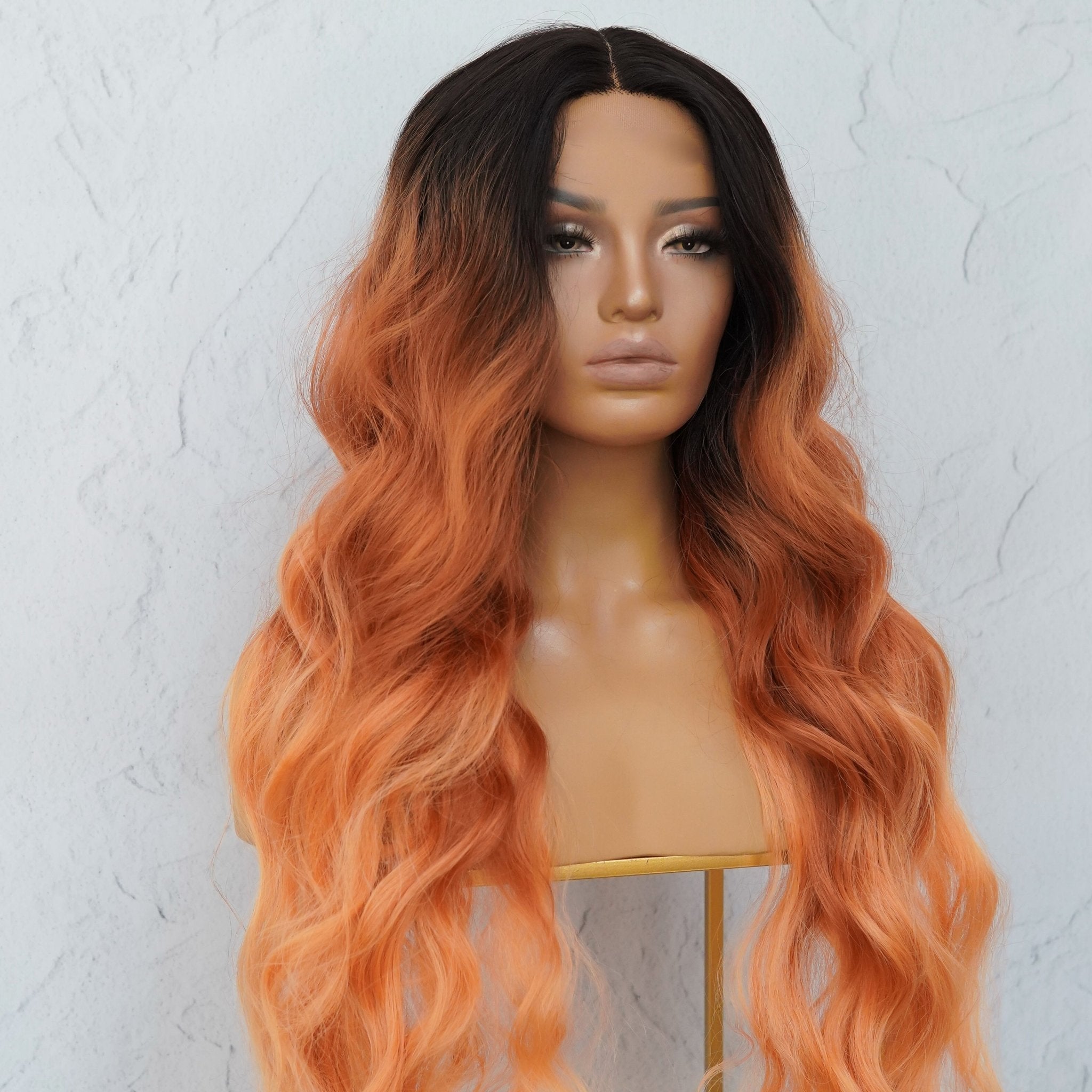 NERA - Ombre Flame - Lace Front Wig | Ginger, 28 Inch+, T-Part Lace Front, Synthetic Hair | Milk &amp; Honey Wigs