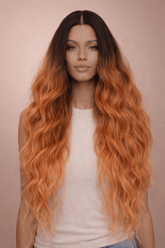 NERA - Ombre Flame - Lace Front Wig | Ginger, 28 Inch+, T-Part Lace Front, Synthetic Hair | Milk & Honey Wigs