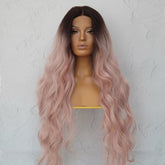 NERA - Ombre Pink - Lace Front Wig | Pink, 28 Inch+, T-Part Lace Front, Synthetic Hair | Milk & Honey Wigs