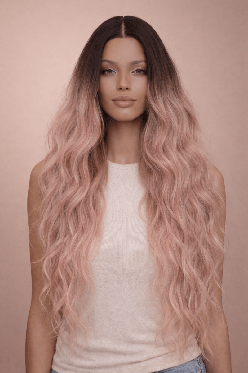 NERA - Ombre Pink - Lace Front Wig | Pink, 28 Inch+, T-Part Lace Front, Synthetic Hair | Milk &amp; Honey Wigs