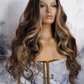 NIKKI - Mocha - Lace Front Wig | Brown, 28 Inch+, T-Part Lace Front, Synthetic Hair | Milk & Honey Wigs