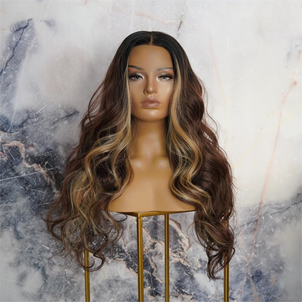 NIKKI - Mocha - Lace Front Wig | Brown, 28 Inch+, T-Part Lace Front, Synthetic Hair | Milk &amp; Honey Wigs