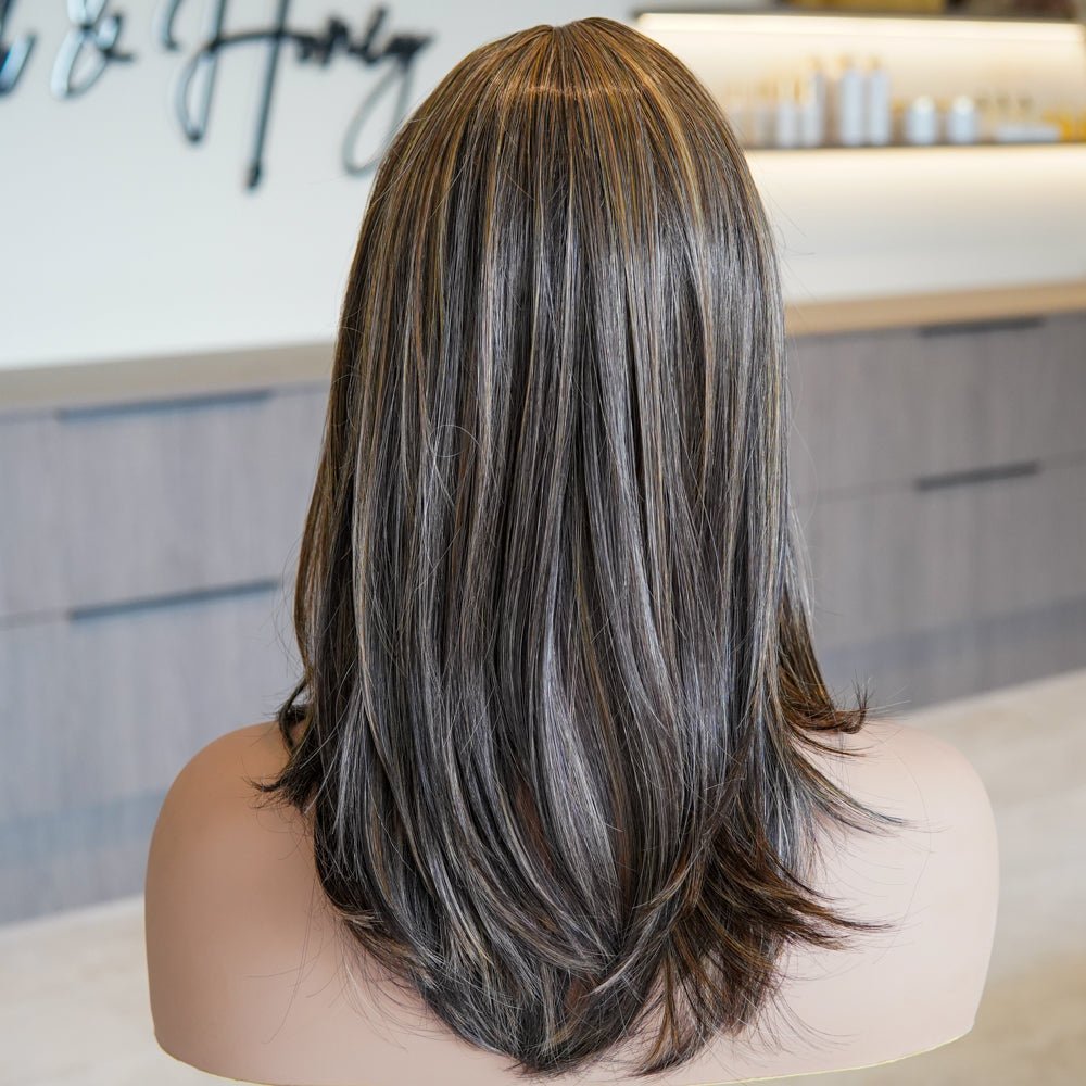 NOA mixed brown synthetic layered lace front wig | Milk &amp; Honey Wigs