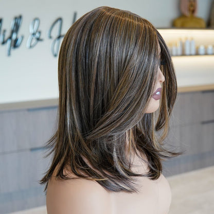 NOA mixed brown synthetic layered lace front wig | Milk &amp; Honey Wigs